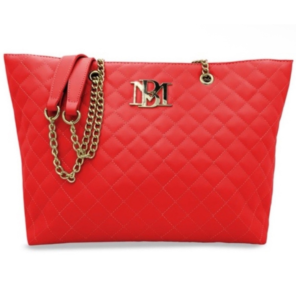 Badgley Mischka Quilted Tote Bag W/Laptop Pocket•NWT Red• MSRP $129 Valentines